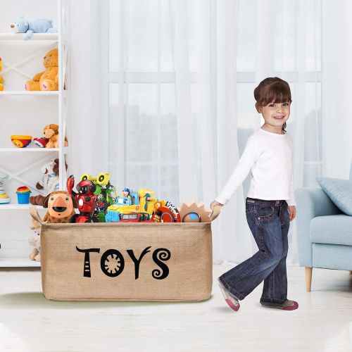  [아마존베스트]Gimars Upgrade Larger 22 Inch Well Standing Collapsible Canvas Toy Chest Box Baskets Storage Bins for Dog Toys, Kids , Children Toys, Blanket, Clothes - Perfect for Playroom Living