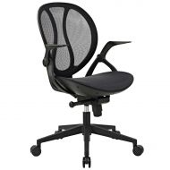 Modway EEI-2772-BLK Conduct Modern Office Flip-up Arms Frame and Black Mesh, Ergonomic Desk and Computer Chair, Black Vinyl