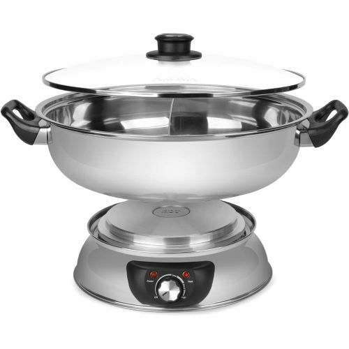  [아마존베스트]Aroma Housewares ASP-610 Dual-Sided Shabu Hot Pot, 3Qt, Stainless Steel