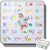 Gimars 50”x50” 2 in 1 Crawling & Learning Baby Play Mat with Vivid Pattern & Alphabet, Thick One-Piece Foam Play Playpen Mat, Non-Slip & Machine Washable Baby Crawling Mat for Infants,Toddlers
