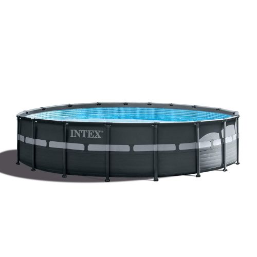 인텍스 Intex 26329EH 18ft x 52in Ultra XTR Round Swimming Pool, 120V 1,600 GPH Sand Filter Pump, Ladder, and QLC-42003 Cleaning Kit