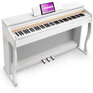 Vangoa Digital Piano 88 Keys Weighted Hammer Action White Home Digital Piano Bundle for Beginner Professional Adult with Wooden Stand, Slide Key Cover, Three Pedals, Power Adapter