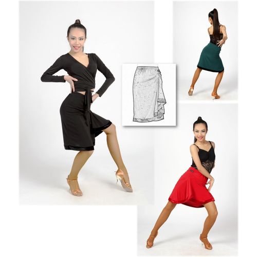  GloriaDance G2026 Latin Ballroom Dance Professional Irregular Folding Surface Velvet Edge Skirt