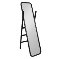 Kate and Laurel Loki Scandinavian-Modern Wooden Full-Length Standing Ladder Mirror, 58-inches Tall x 16-inches Wide, Black