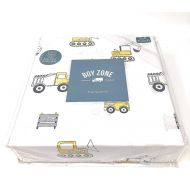Boy Zone TWIN Sheet Set | 100% cotton | Construction vehicles (trucks, front loaders, dump trucks) | Mustard Yellow/White