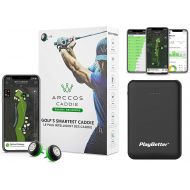 Arccos Caddie Smart Sensors (3rd Generation) Power Bundle with PlayBetter Portable Charger - Set of 14 Golf Shot Tracker System - A.I. Powered GPS Rangefinder - On-Course Swing Ana