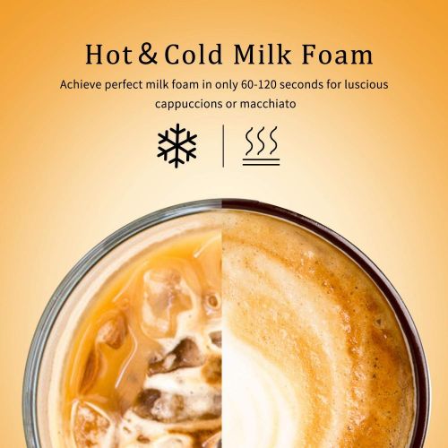  [아마존베스트]Aigostar Automatic Milk Frother 500 Watt, Milk Frother for Preparing Hot and Cold Foam or Hot Milk 240 ml, Non-Stick Coating, Black