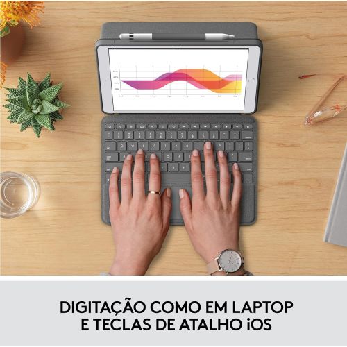 로지텍 Logitech Combo Touch for iPad (7th, 8th and 9th generation) keyboard case with trackpad, wireless keyboard, and Smart Connector technology ? Graphite
