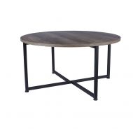 Household Essentials Grey Top Black Frame Ashwood Round Coffee Table
