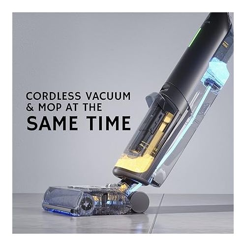  AIRTHEREAL Smart Wet Dry Vacuum Cleaner, Cordless Hard Floor Cleaner Vacuum Mop All in One with Self-Cleaning, Smart Voice Assistant with Extra Brush-Roll and Filter, VacTide V1 Gray