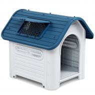 MyEasyShopping Plastic Pet Dog House Puppy Shelter w/Skylight Dog House Pet Puppy Shelter Waterproof Outdoor Plastic Indoor Blue Weather