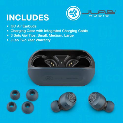  JLab Go Air True Wireless Bluetooth Earbuds + Charging Case Dual Connect IP44 Sweat Resistance Bluetooth 5.0 Connection 3 EQ Sound Settings: JLab Signature, Balanced, Bass Boost… (