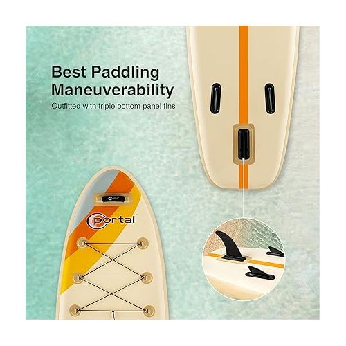  PORTAL SUP Inflatable Paddle Board for Adults, 10'6'' /11'6'' Stand Up Paddleboards, Non-Slip Deck Blow up Paddle Boards with Adjustable Paddle, Carry Bag, Emergency Repair Kit