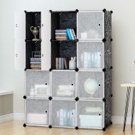 Tangkula Portable Clothes Closet Wardrobe Cabinet Bedroom Armoire DIY Storage Organizer Closet (12 Cubes)