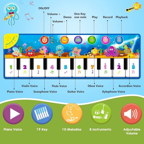  [아마존베스트]Foayex Kids Toys for 1 Year Old Boy, Musical Mat, Piano Keyboard Dance Floor Mat Carpet Animal Blanket Touch Playmat, Early Education Music Toys First Birthday Gift for Baby Toddlers 3-5