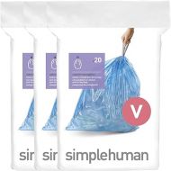 simplehuman Code V Custom Fit Drawstring Trash Bags in Dispenser Packs, 60 Count, 16-18 Liter / 4.2-4.8 Gallon, Blue
