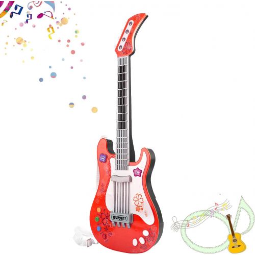  [아마존베스트]M SANMERSEN Kids Guitar No String Electronic Toy Guitar Kids Play Guitar Music Instruments Party Favor Birthday Gift for Kids Children Boys Girls