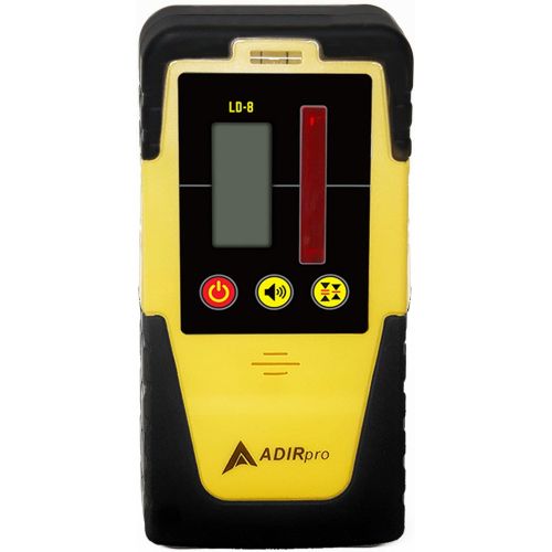  AdirPro Universal Rotary Laser Detector - Digital Laser Detector for Laser Level with Dual Display and Built-in Bubble Level, Compatible with All Red Rotary Lasers - Rod Clamp Incl