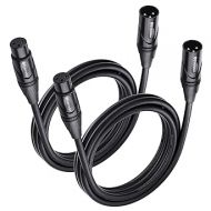 Cable Matters 2-Pack Premium XLR to XLR Cables, XLR Microphone Cable 6 Feet, Oxygen-Free Copper (OFC) XLR Male to Female Cord, Mic Cord, XLR Speaker Cables, Black