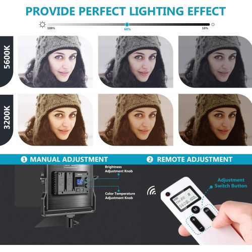 니워 [아마존베스트]Neewer 2 Packs Advanced 2.4G 660 LED Video Light with Softbox Kit, Dimmable Bi-Color LED Panel with 2.4G Wireless Remote, LCD Screen, Softbox Diffuser and Light Stand for Portrait