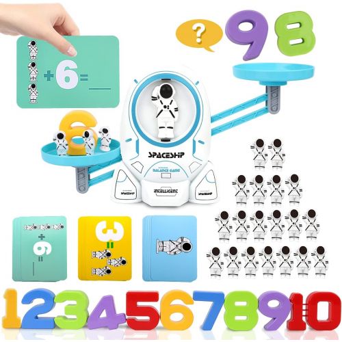  [아마존베스트]Nueplay Kids Toys for Age 3 4 5 6 7+ Year Old Boys Girls Gifts Space Balance Number STEM Educational Preschool Learning Counting Math Fun Games