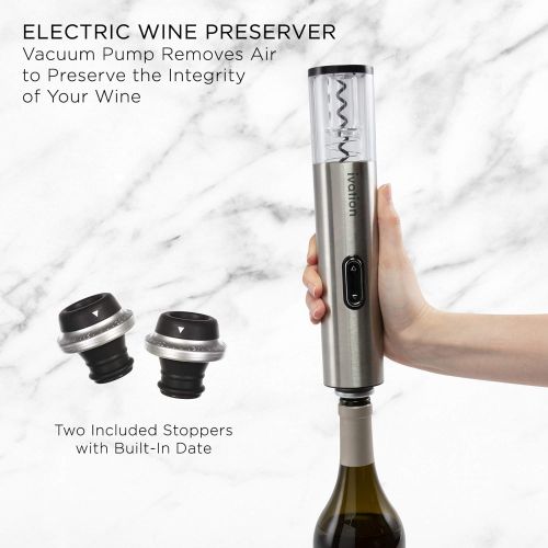  [아마존베스트]Ivation 6-in-1 Wine Gift Set  Wine Lover’s Dream Includes Stainless Steel Electric Wine Bottle Opener, Electric Vacuum Wine Preserver, 2 Dated Cork Stoppers, Bonus Foil Cutter & C