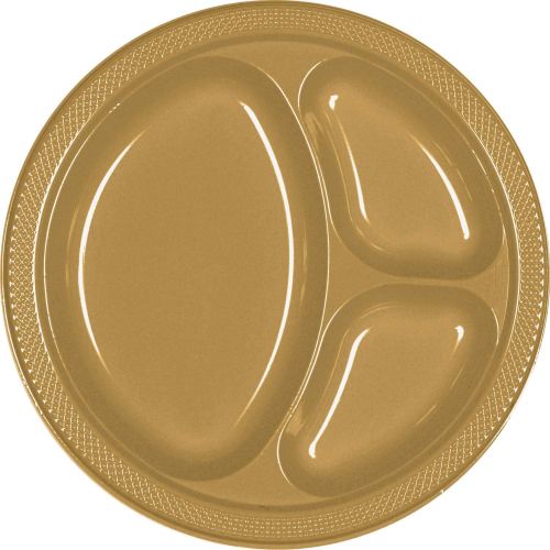  [아마존베스트]Amscan Plastic Plates, 10 1/4, Gold
