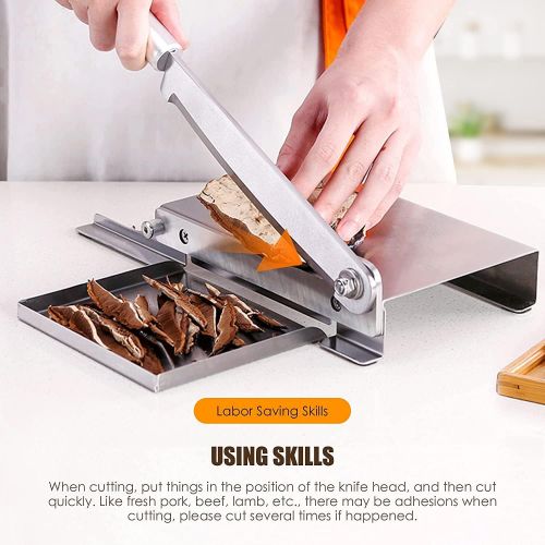  [아마존베스트]CGOLDENWALL Manual Ribs Meat Slicer Household Stainless Steel Bone Cutting Slicing Machine Chicken Lamb Chops Ribs Herb Pastry Cutter for Home Cooking