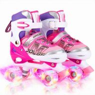 Sowume Adjustable Roller Skates for Girls and Women, All 8 Wheels of Girls Skates Shine, Safe and Fun Illuminating for Kids