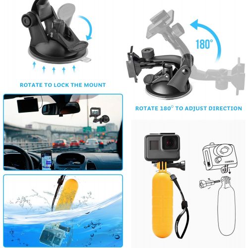  Luxebell Action Camera Accessory Kit for GoPro Hero Black Sliver 10 9 8 7 6 5 4 Session Max Akaso Xiaomi Accessories Tripod Head Chest Bike Mount with Case
