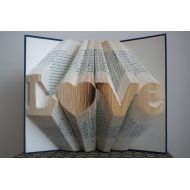 Boston Creative company LLC Folded Book Art -Stunning Word Pattern Folded Book Art -LOVE Pattern - Paper Anniversary Gift for Him or Her - Date - Unique Birthday Gift - Wedding Decoration - 6 Numbers -LOVE
