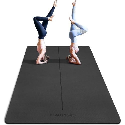  BEAUTYOVO 6 x 4 Large Yoga Mat, 1/3 Inch Extra Thick Yoga Mat Double-Sided Non Slip, Professional TPE Yoga Mats for Women Men, 24 Sq.Ft Large Exercise Mat for Yoga, Pilates and Home Workout