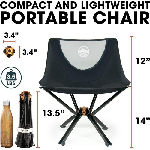  CLIQ Camping Chair Most Funded Portable Chair in Crowdfunding History. Bottle Sized Compact Outdoor Chair Sets up in 5 Seconds Supports 300lbs Aircraft Grade Aluminum