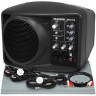 Photo Savings Mackie SRM150 5.25-Inch Compact Active PA System (Black) and Basic Accessory Bundle with 5X Cables + Fibertique Cloth