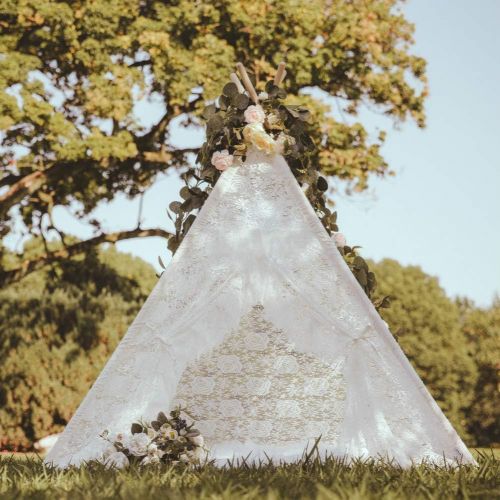  [아마존베스트]Avrsol Kids Teepee Boho Sheer Lace Tipi Canopy Play Tent for Wedding, Party, Photo Prop