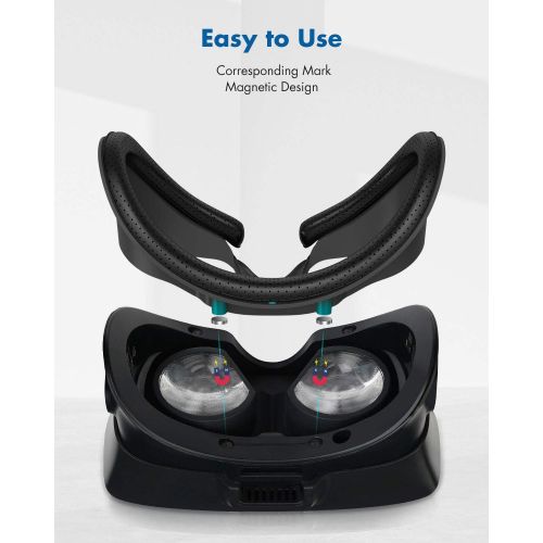  [아마존베스트]KIWI design VR Facial Interface Bracket for Valve Index with Anti-Leakage Nose Pad & 2 pcs PU Leather Anti-dirt Sweat-Proof Foam Face Pad