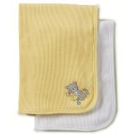 Thermal Baby Blanket Thermal Waffle Weave Baby Blankets, Yellow and White with Embroidered Applique on corner...