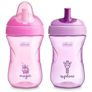 9oz. Sport Spout Trainer with Semi-Firm, Bite-Resistant Spout and Spill-Free Lid | Top-Rack Dishwasher Safe | Easy to Hold with Ergonomic Indents | Pale Pink/Lavender, 2pk| 9+ months