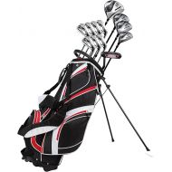 Precise S7 Men’s Right Handed Complete Golf Club Set Regular, Include 460cc Driver, 3 Wood, 5 Wood, 24* Hybrid, 5-9 PW Irons, Sand Wedge, Putter, Deluxe Stand Bag & 4 Headcovers | Black/Red