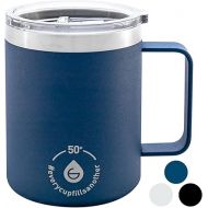 GROSCHE Everest 14 oz vacuum insulated stainless steel coffee mug with lid and handle. Insulated tumblers with handle ideal coffee cups with lids for office, camping mug, travel mug (Mountain Blue)