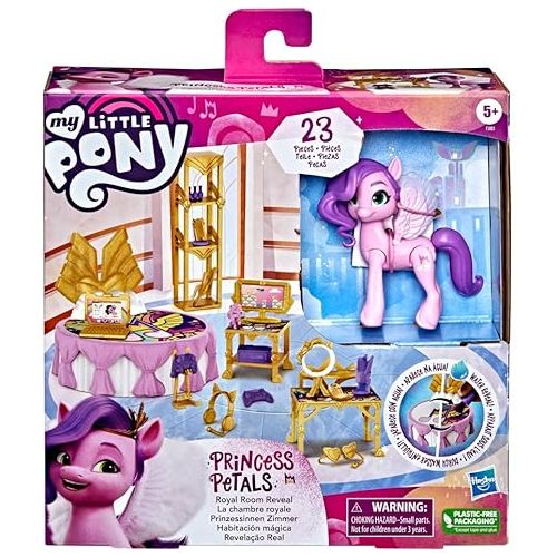 마이 리틀 포니 My Little Pony: A New Generation Royal Room Reveal Princess Pipp Petals - 3-Inch Pink Pony, Water-Reveal Accessories, Toy for Kids Ages 5 and Up