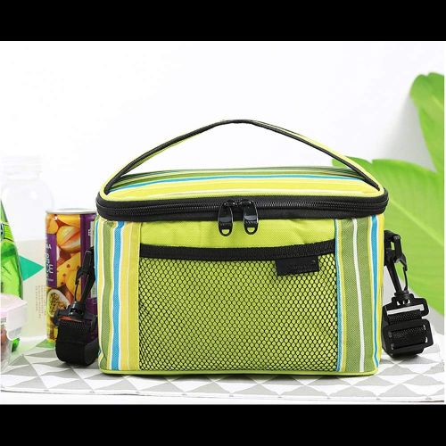  Teerwere Picnic Basket Portable Striped Insulation Bag Oxford Ice Pack Lunch Eco Lunch Bag Picnic Bag Picnic Baskets with lid (Color : Green)