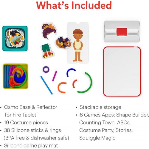 오즈모 [무료배송]Osmo - Little Genius Starter Kit for Fire Tablet + Early Math Adventure - 6 Educational Games - Ages 3-5 - Counting, Shapes & Phonics - STEM Toy (Osmo Fire Tablet Base Included) (A