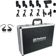 Bundle:(1) PRESONUS DM-7 Seven-Piece Drum Microphone Kit 7 Drum Mics w/Case Bundle with (1) Mackie MP-120 Single Dynamic Driver Professional in-Ear Monitors + Carry Case (Items 2)