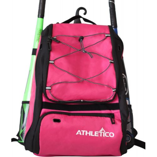  Athletico Baseball Bat Bag - Backpack for Baseball, T-Ball & Softball Equipment & Gear for Youth and Adults Holds Bat, Helmet, Glove, & Shoes Shoe Compartment & Fence Hook