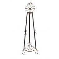 Designstyles Decorative Metal Easel Stand  Adjustable Floor Display for Art Pieces, Signs, Mirrors and Chalk/Dry Erase Boards - 61 Tall, Antique Finished Iron, Antique Gold - Swir