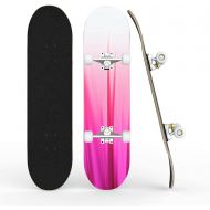TOEGDNPK Skateboards for Beginners Teens Adults Bold Pink Abstract Color 31 X 8 Complete Standard Skate Board, Outdoor Sports Maple Double Kick Concave Skateboard