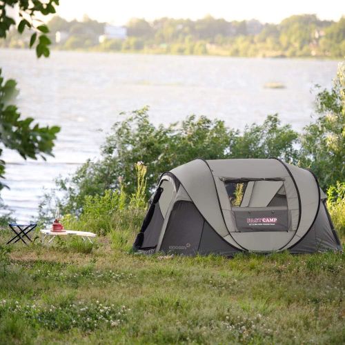  FAST CAMP STYLISH ONE TOUCH Tent FASTCAMP Mega5, 3Person pop up Tent - Automatic Instant Tent - for Picnic&Camping Portable Cabana Beach Tent,4 Windows,Privacy Wall,Carry Bag Included