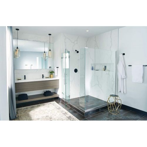  Moen YB0424BL Align 24-Inch Bathroom Towel Bar, Matte Black with Moen YB0408BL Align Pivoting Toilet Paper Holder, Matte Black