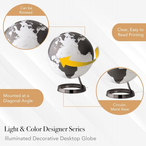  Waypoint Geographic Light & Color Designer Series 12-inch Illuminated Decorative Desktop Globe (Charcoal)
